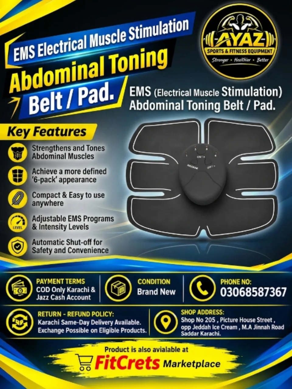EMS Electrical Muscle Stimulation Abdominal Toning Belt / Pad — photo 1
