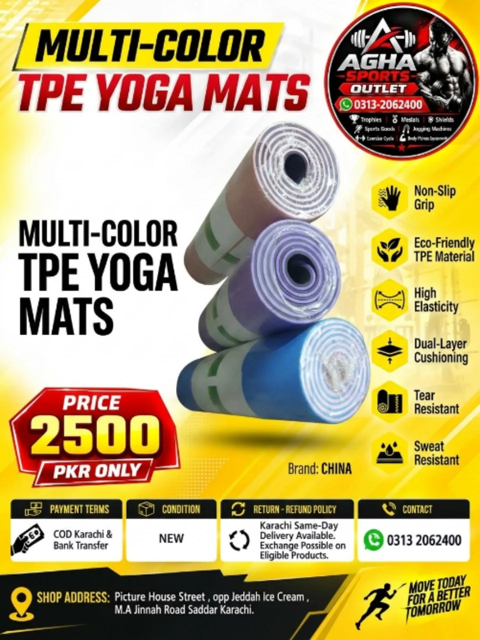 Agha Sports Multi-Color TPE Yoga Mats   (Brand: China)