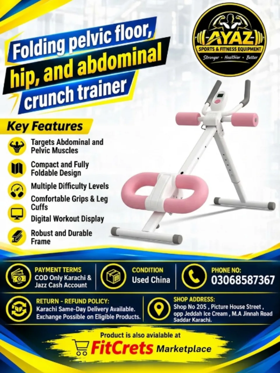 Folding Pelvic Floor, Hip, and Abdominal Crunch Trainer 