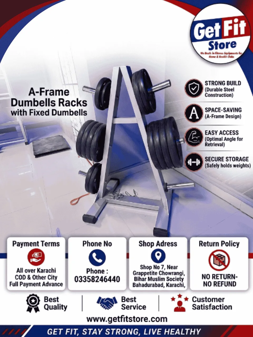 A-Frame Dumbbells Racks with Fixed Dumbbells