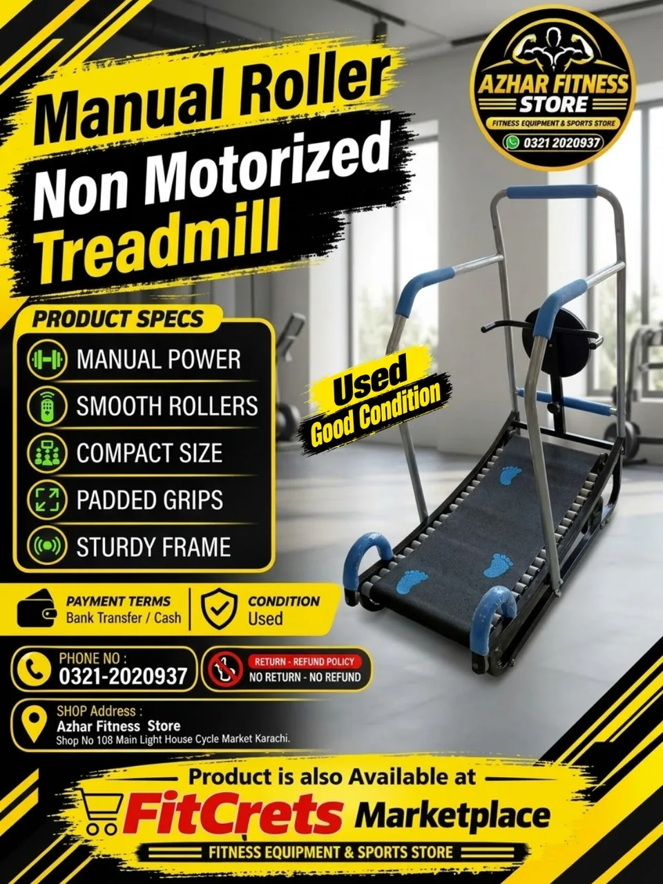 Manual Roller Non-Motorized Treadmill