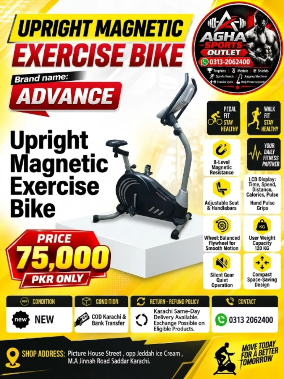 Advance Brand Upright Magnetic Exercise Bike