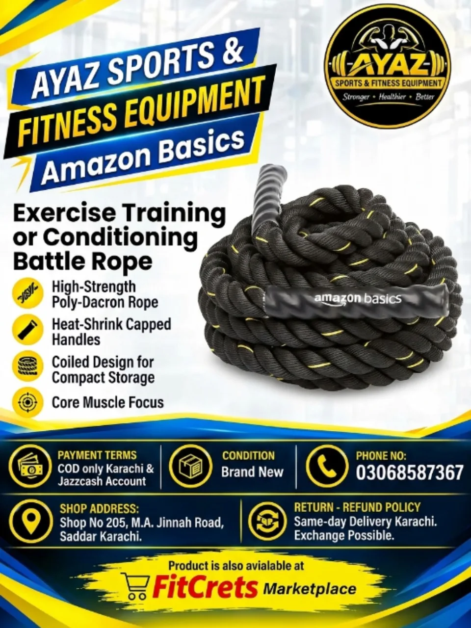 Amazon Basics Exercise Training and Conditioning Battle Rope. — photo 1