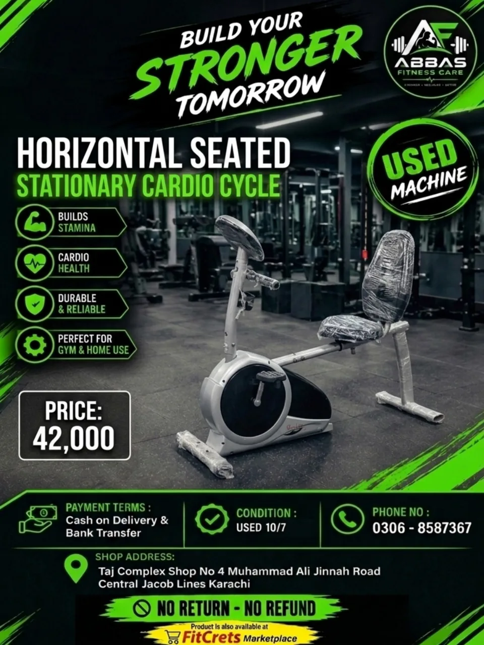 Horizontal Seated Stationary Cardio Cycle