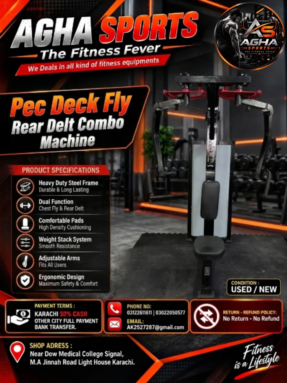 Pec Deck Fly / Rear Delt Combo Machine.