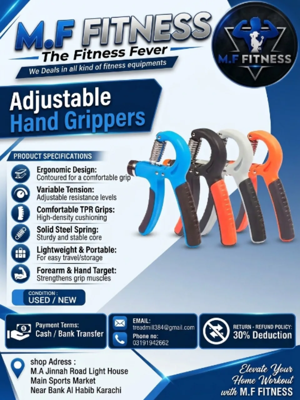 Adjustable Hand Grippers - Dial-Adjustable Grip Strengtheners