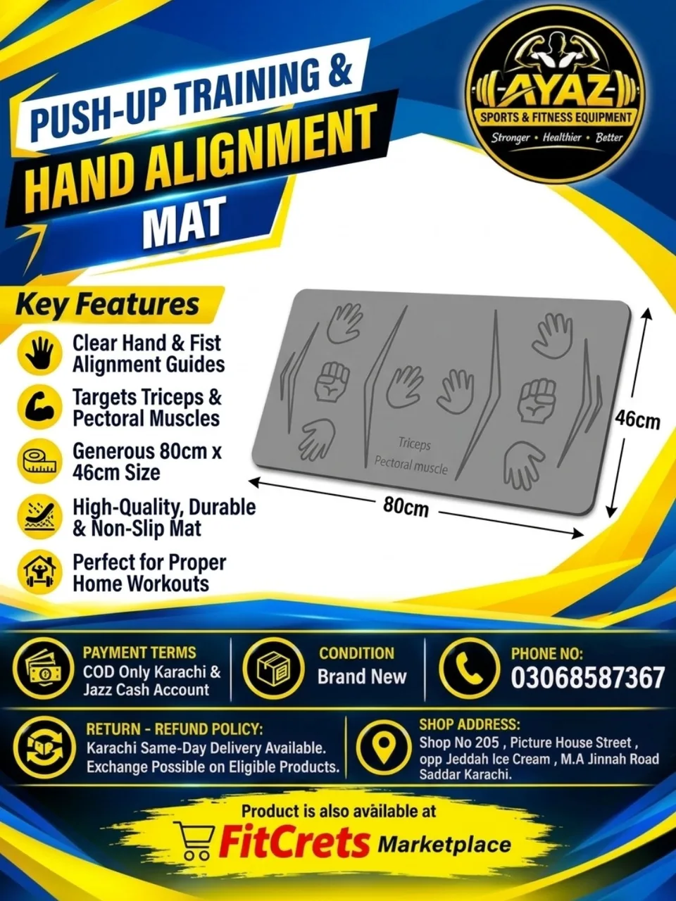 Push-Up Training & Hand Alignment Mat — photo 1