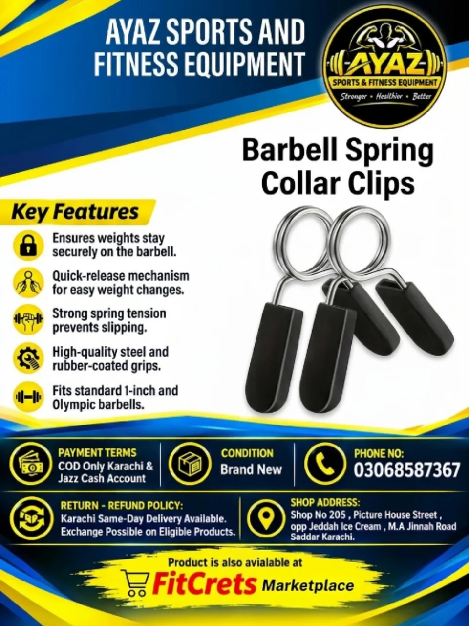 Barbell Spring Collar Clips 