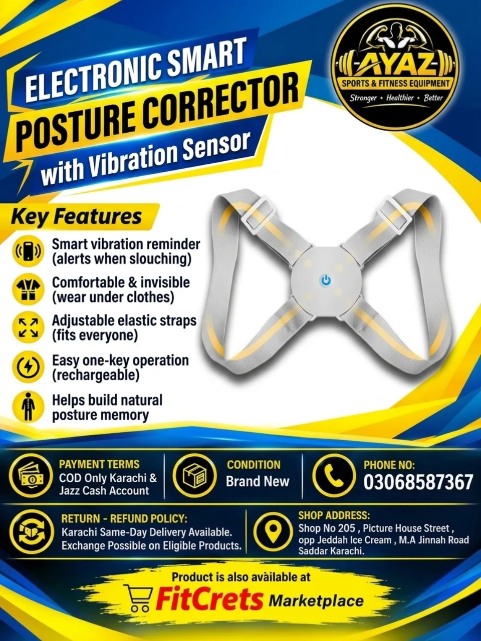 Electronic Smart Posture Corrector with Vibration Sensor — photo 1