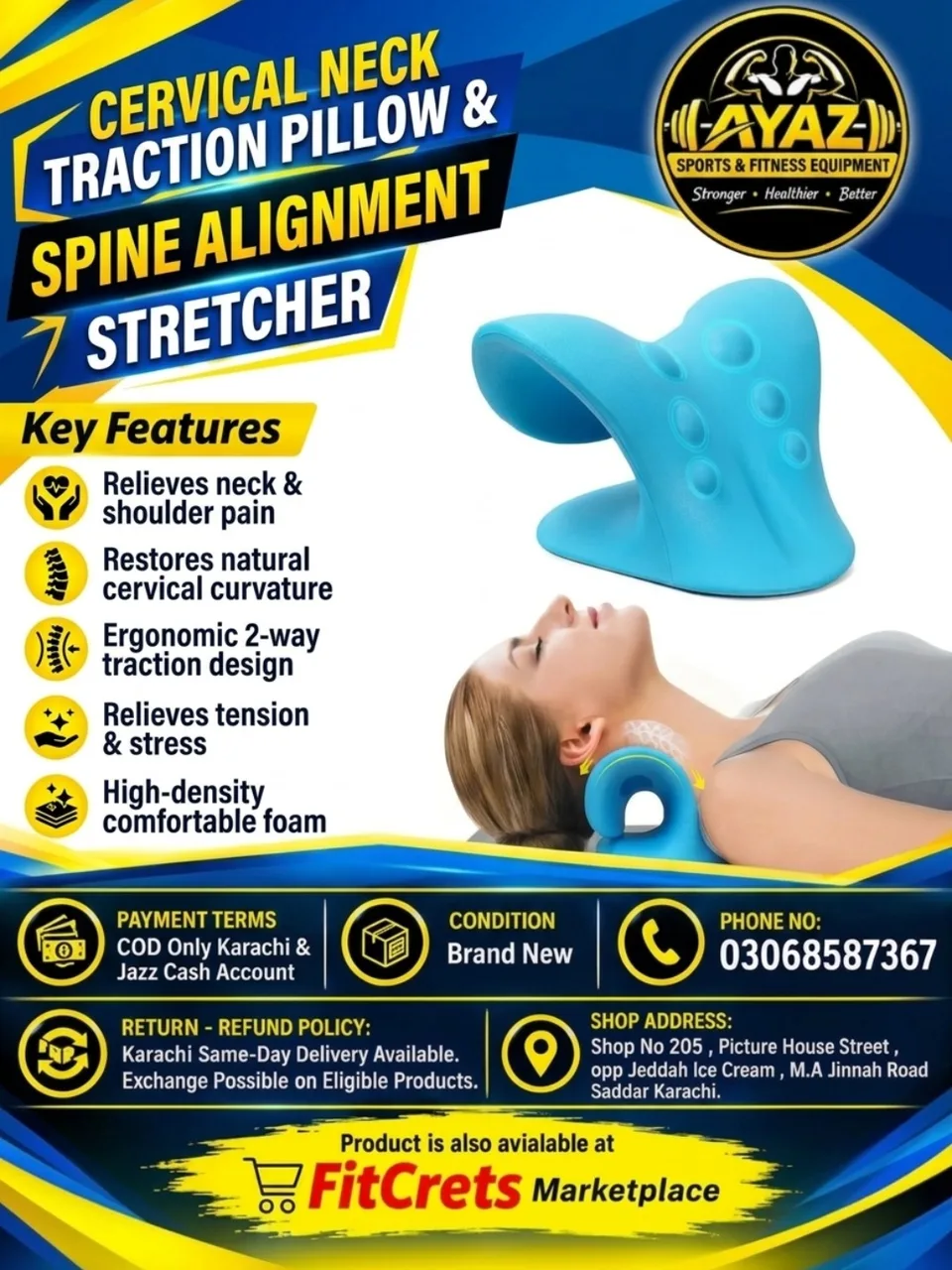 Cervical Neck Traction Pillow & Spine Alignment Stretcher — photo 1