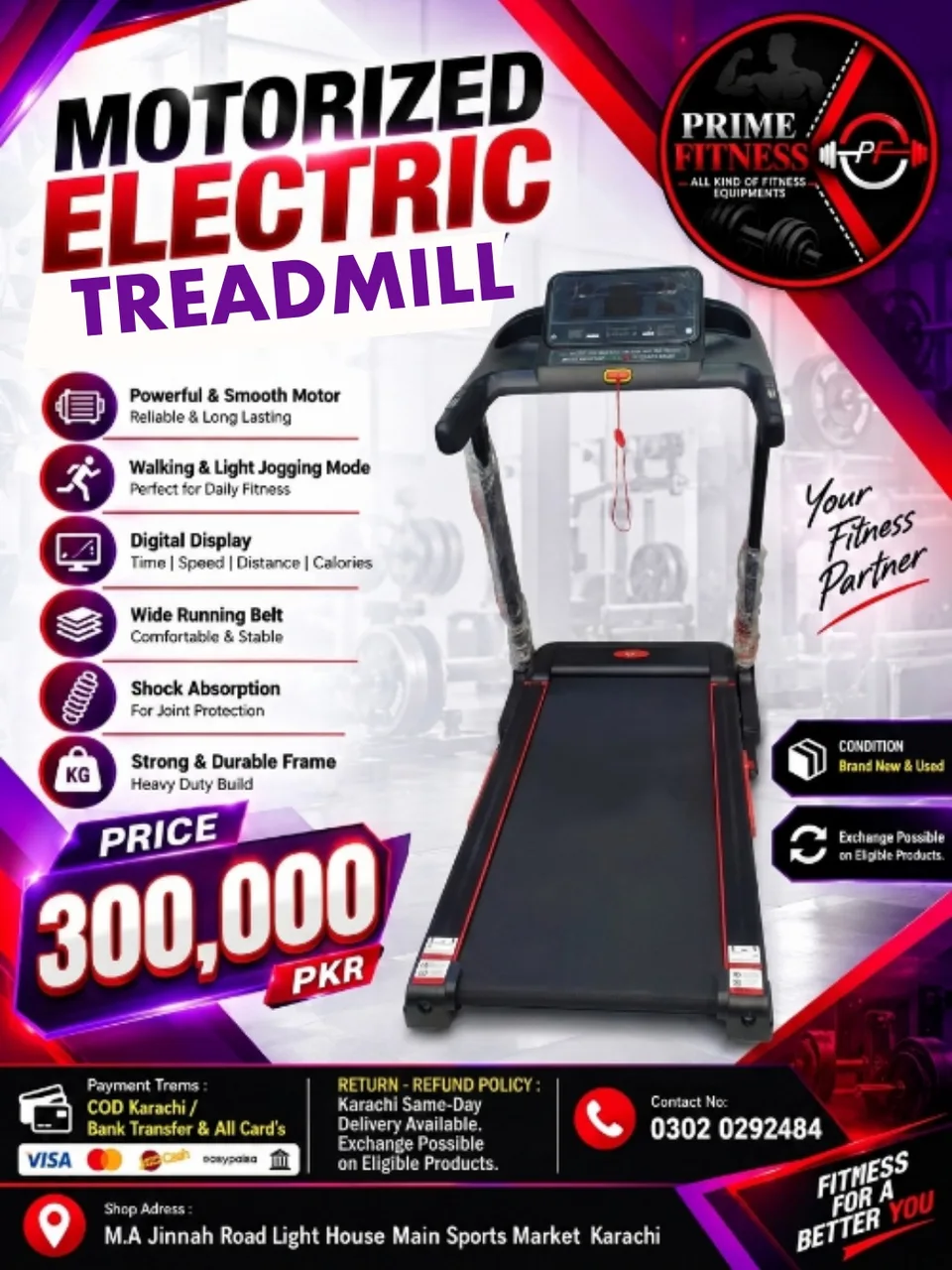  Electric Motorized Treadmill