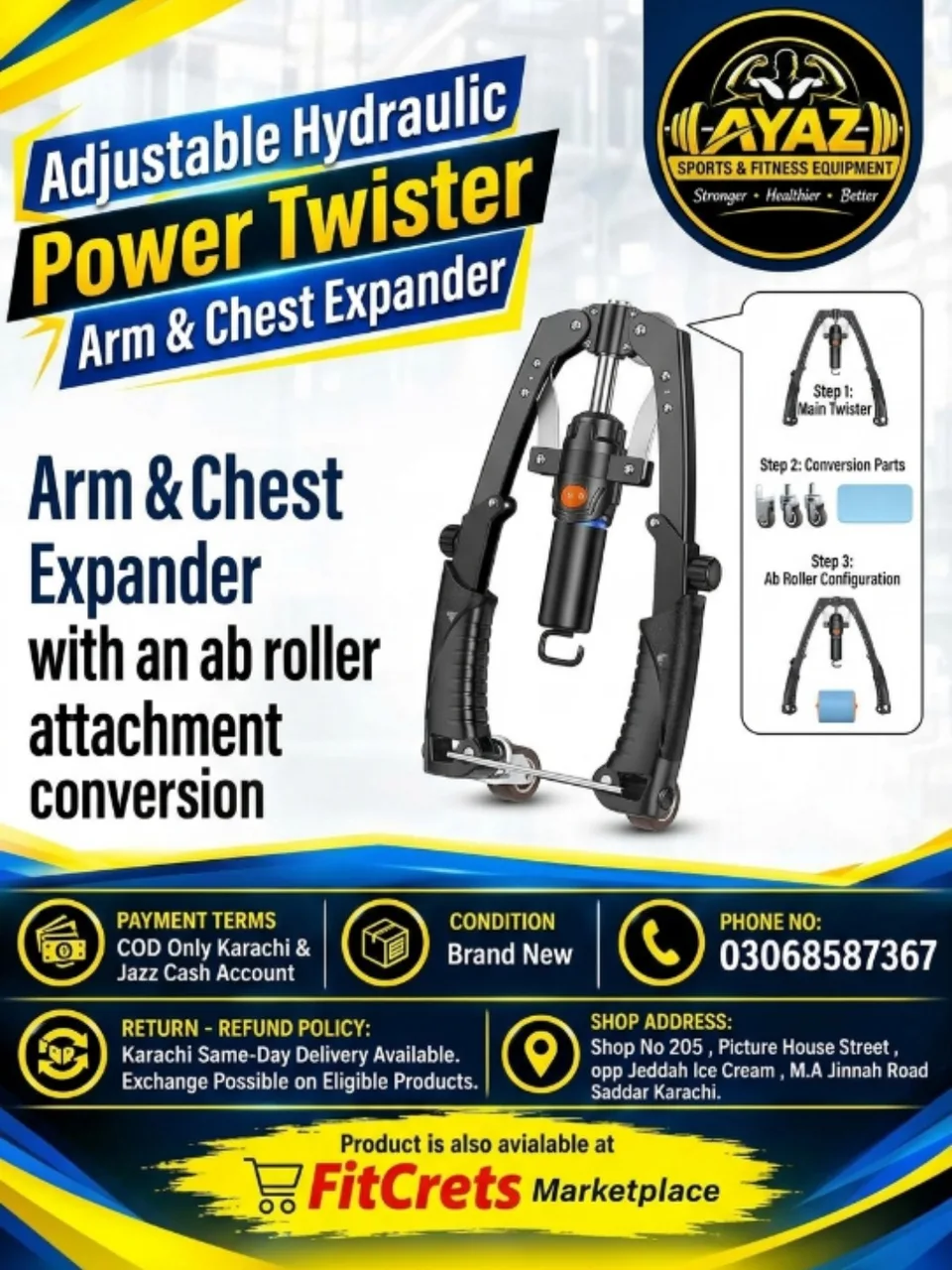 Adjustable Hydraulic Power Twister Arm & Chest Expander