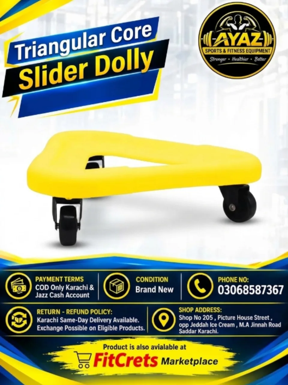 Triangular Core Slider Dolly with 360-Degree Swivel Caster Wheels — photo 1