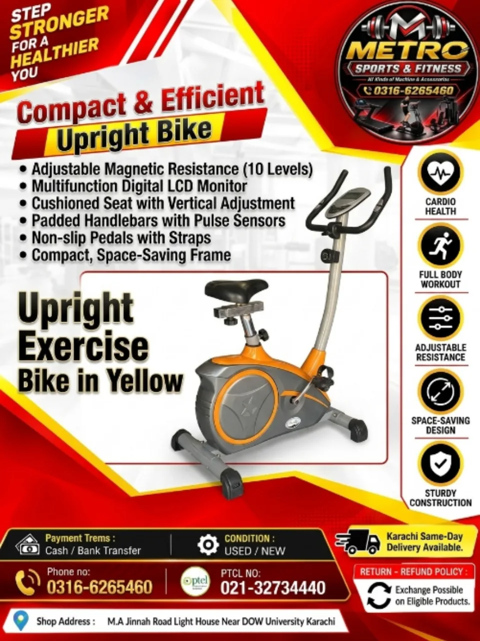 Compact & Efficient Upright Exercise Bike in Oringe