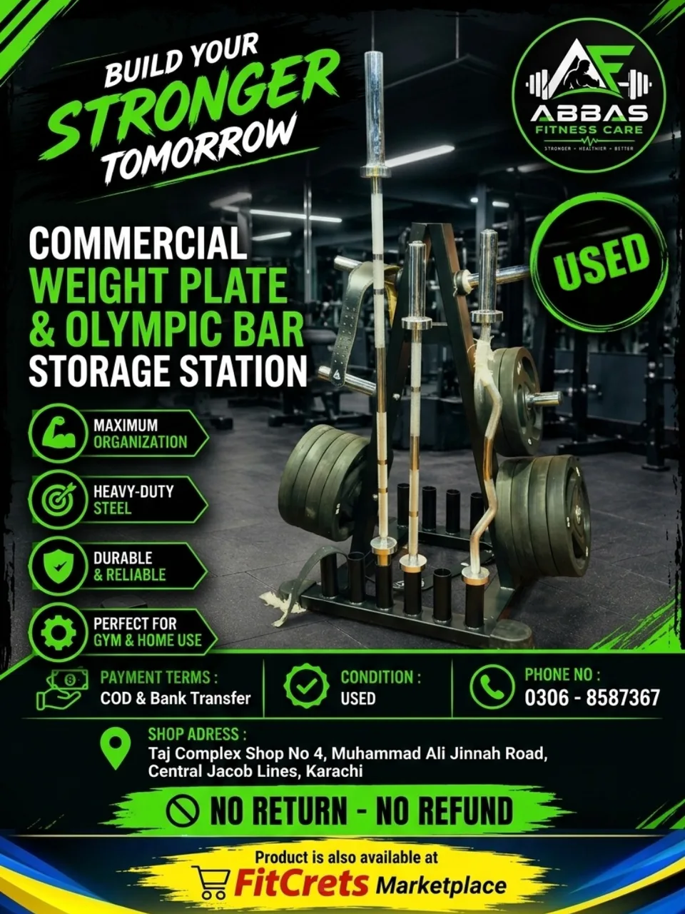 Commercial Weight Plate & Olympic Bar Storage Station