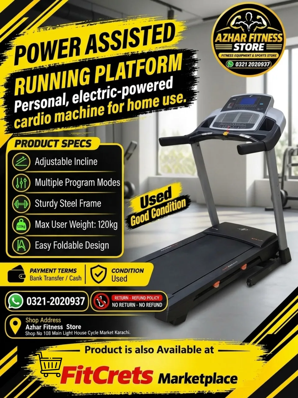 Power Assisted Running Platform / Personal Electric-Powered Cardio Machine (Used / Good Condition)