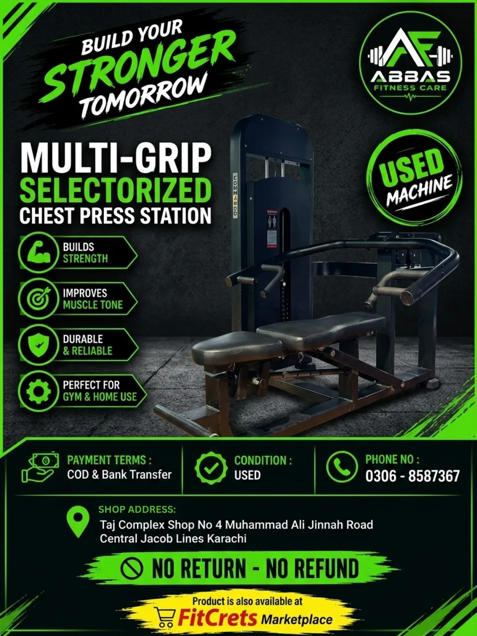 Multi-Grip Selectorized Chest Press Station — photo 1