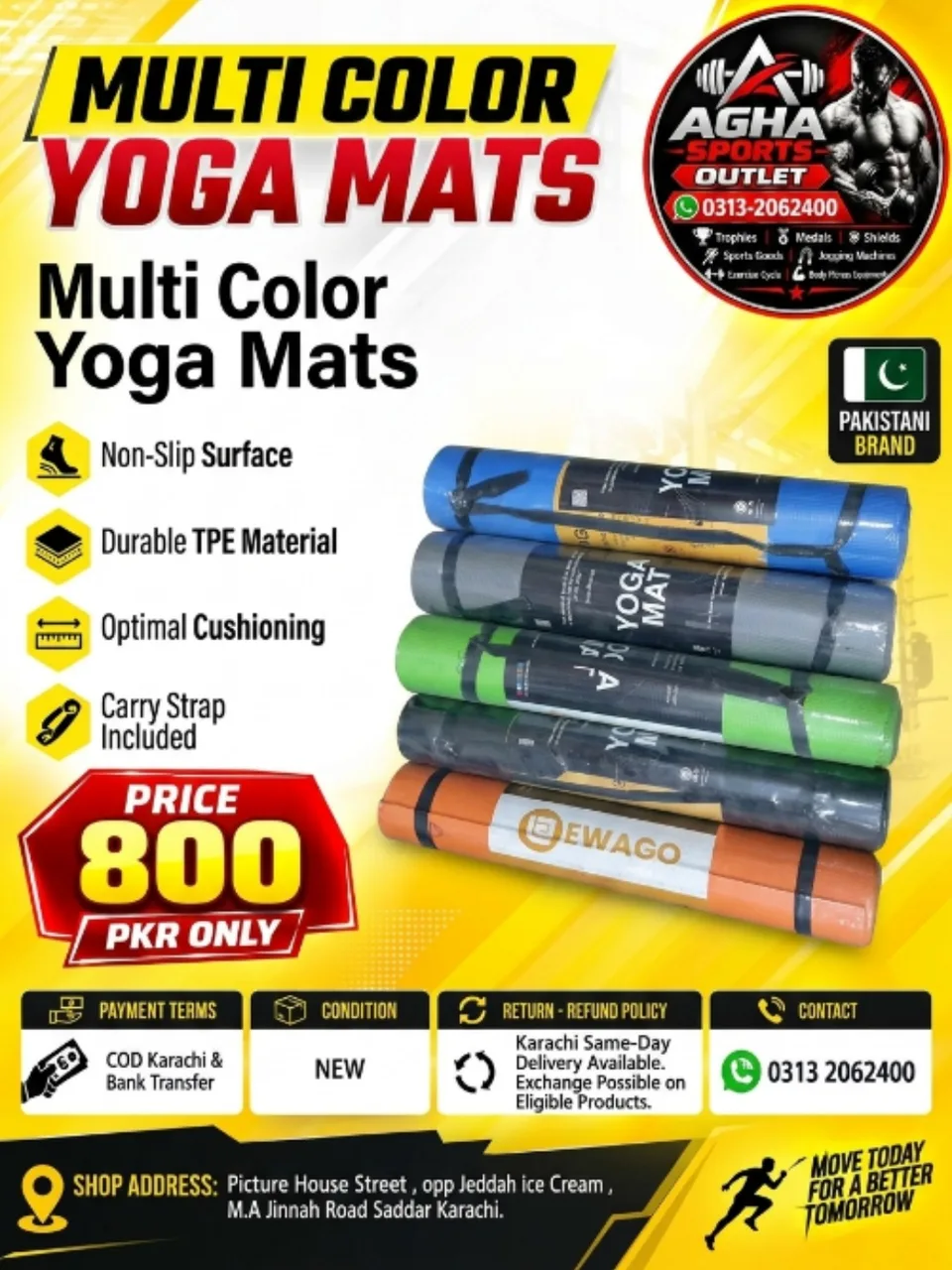 Wagon Pakistani Brand Multi-Color Fitness Yoga Mats