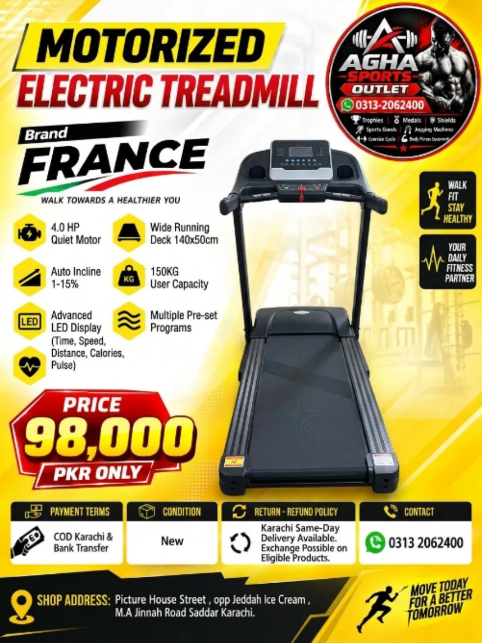 France Brand Motorized Electric Treadmill