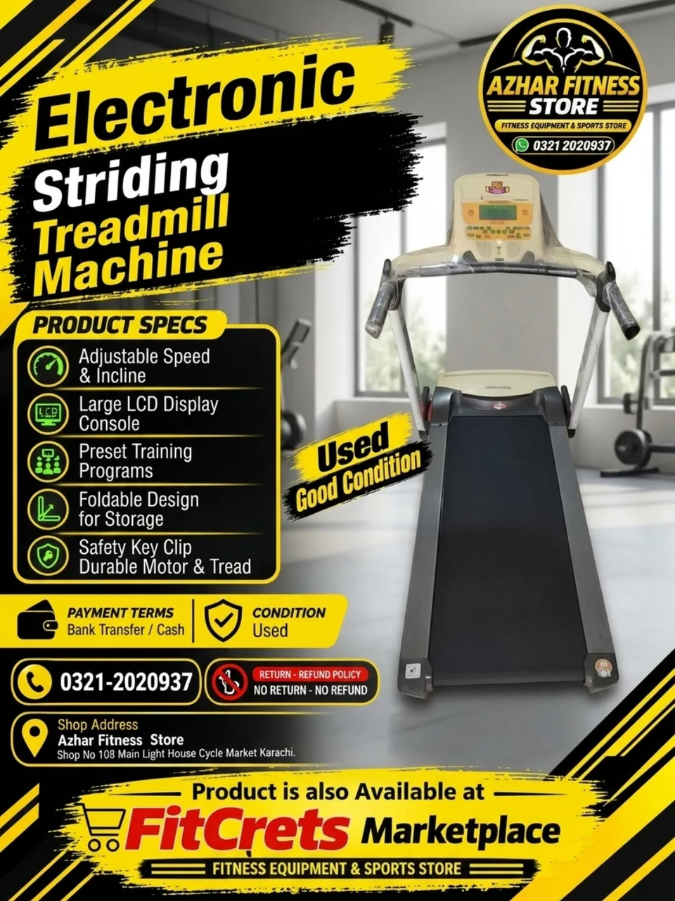 Electronic Striding Treadmill Machine / Durable Motorized Home Strider (Used / Good Condition)