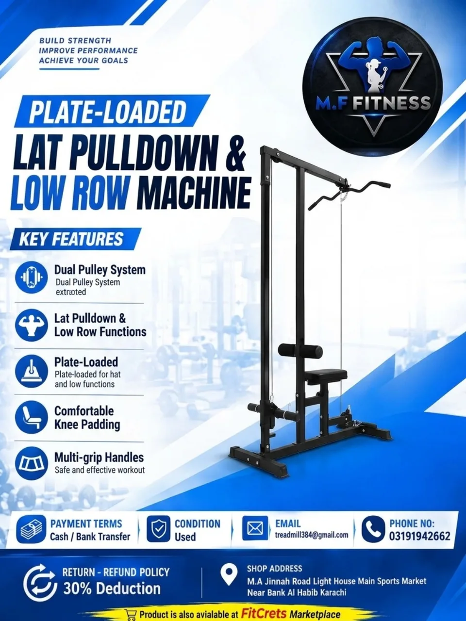 Plate-Loaded Lat Pulldown & Low Row Machine — photo 1