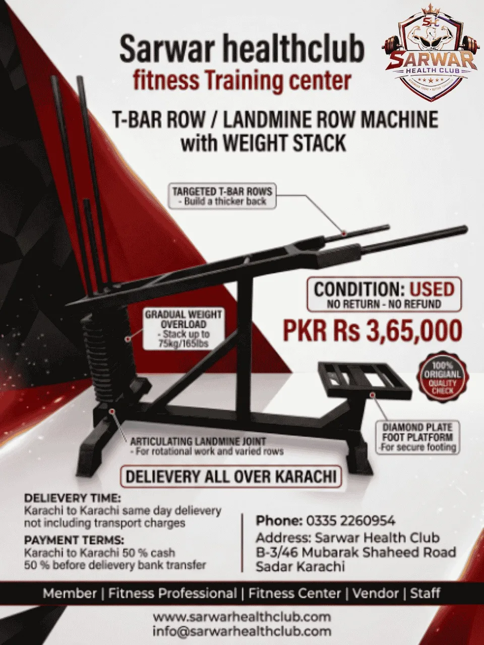 T-Bar Row / Landmine Row Machine with Weight Stack 