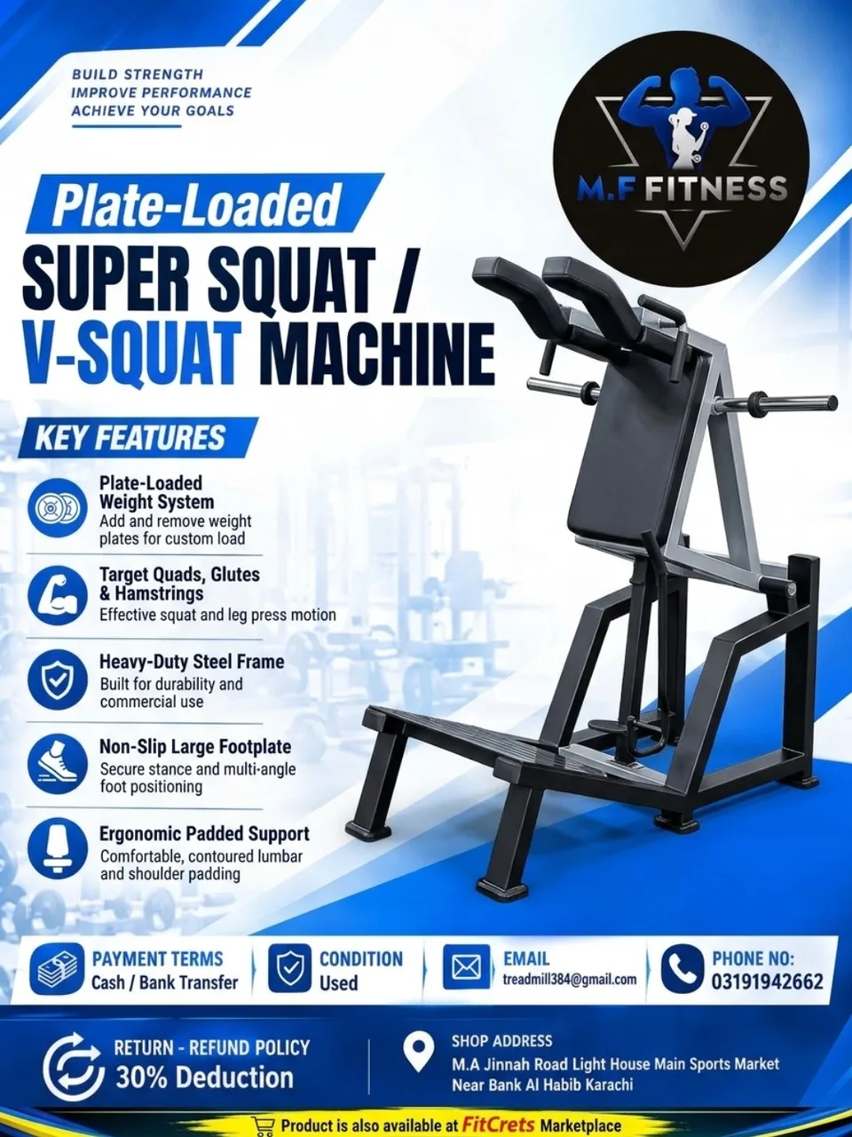 Plate-Loaded Super Squat / V-Squat Machine
