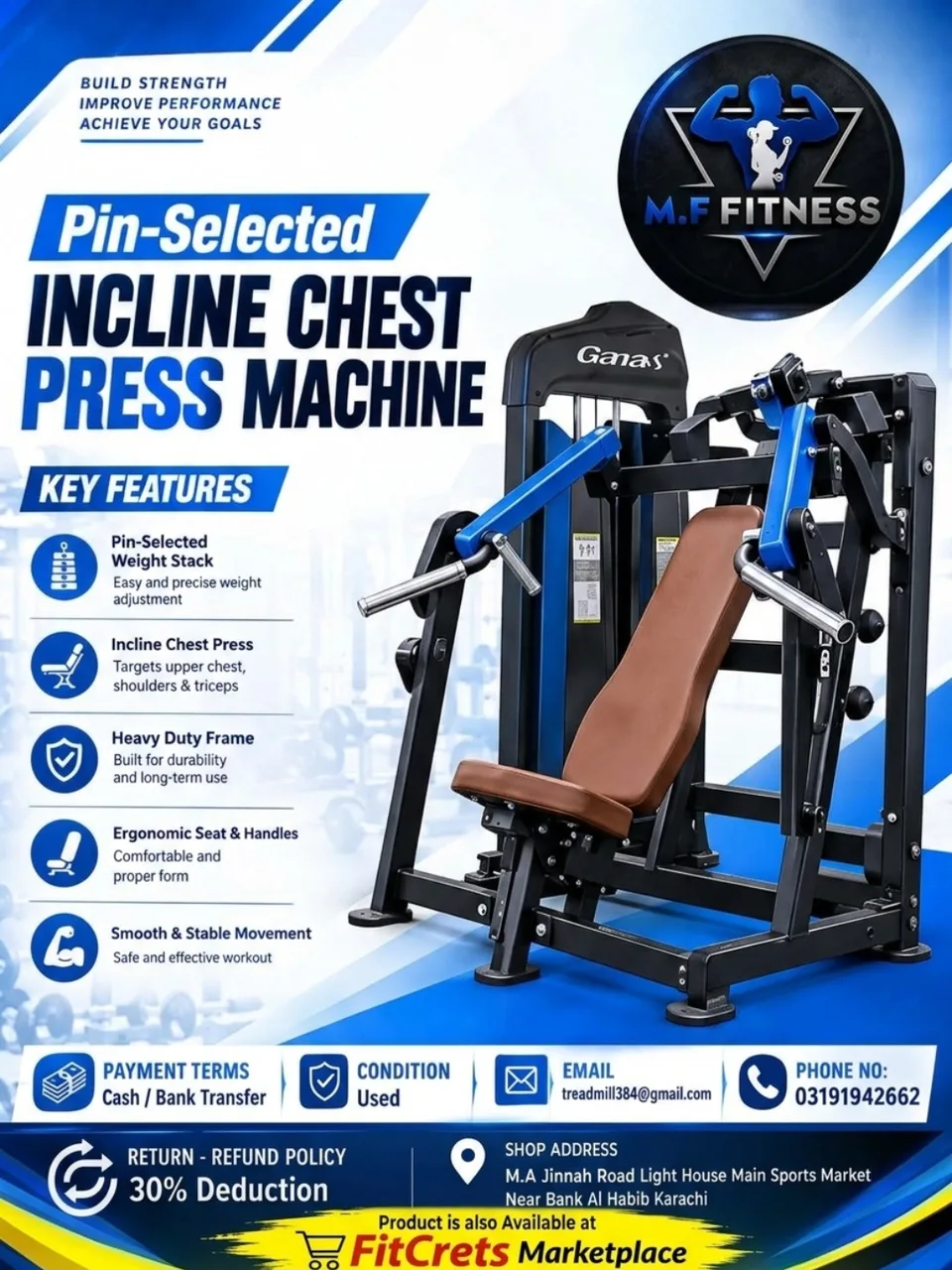 Pin-Selected Incline Chest Press Machine 