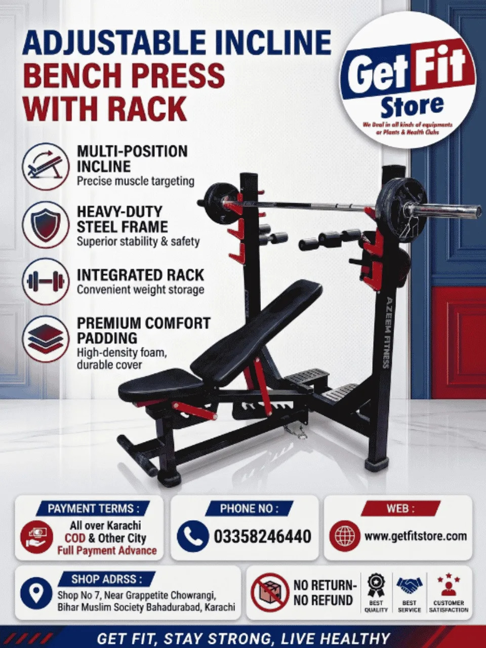 Adjustable Incline Bench Press with Rack