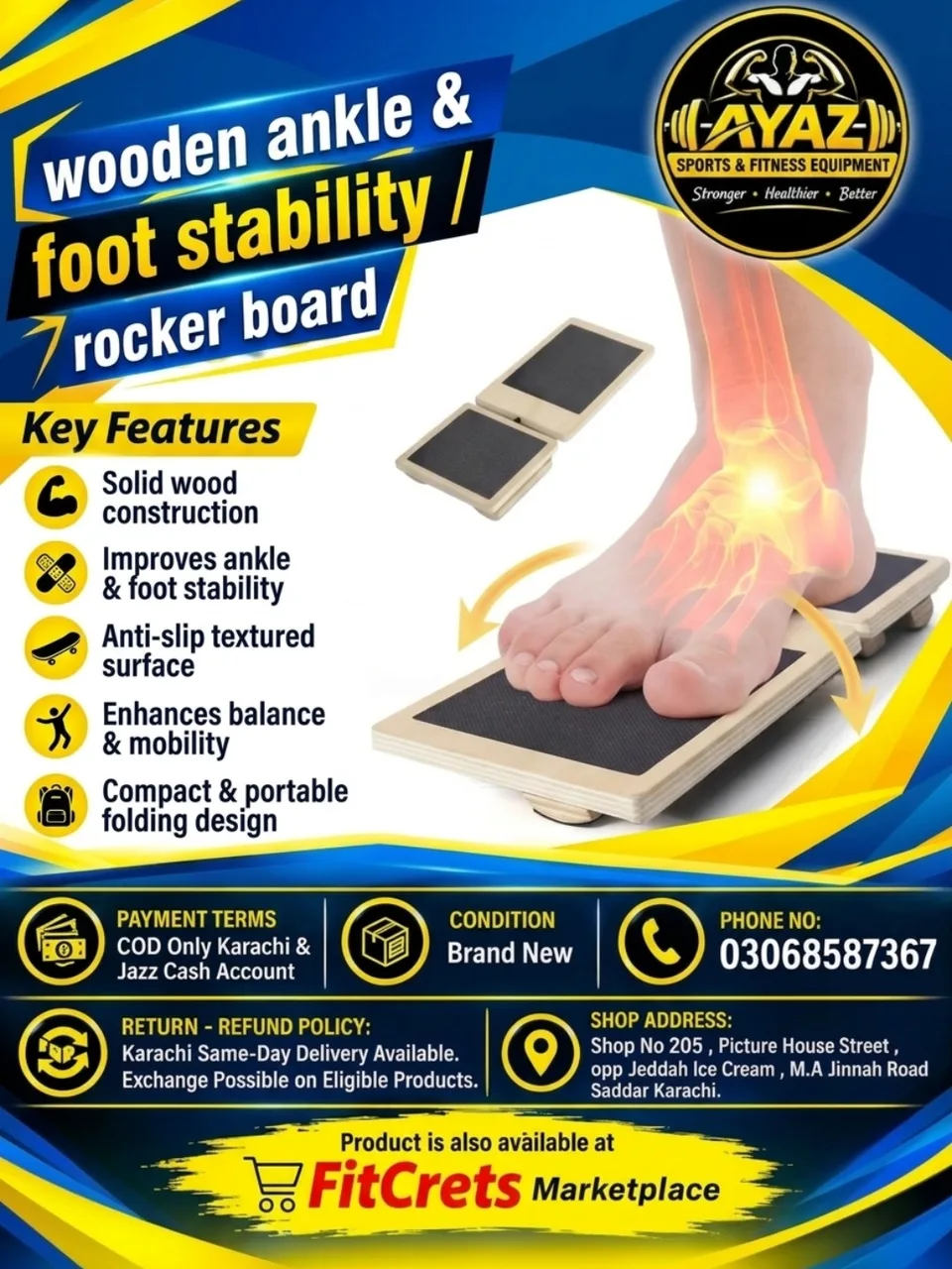 Wooden Ankle & Foot Stability / Rocker Board — photo 1
