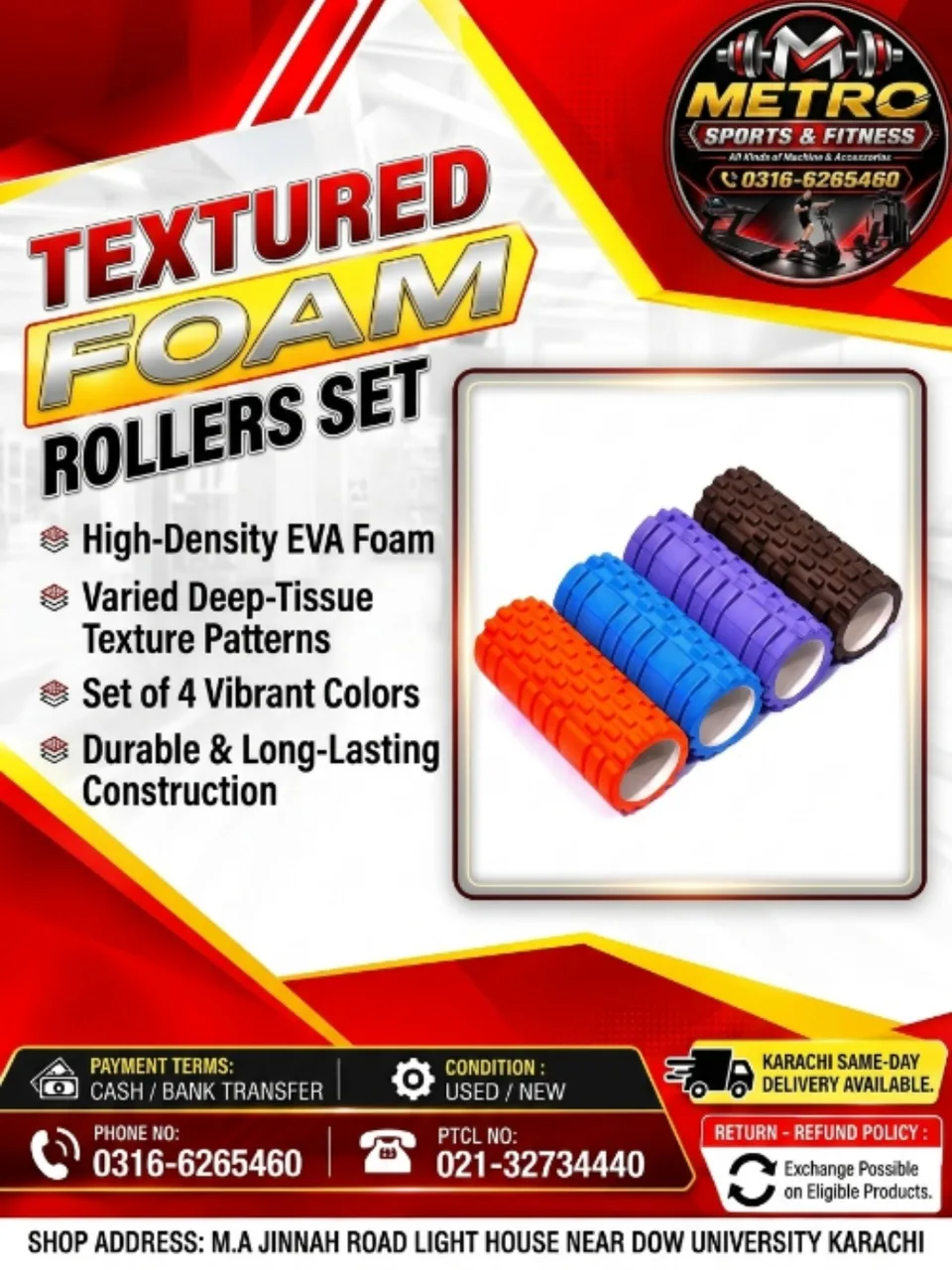 Textured Foam Rollers Set multi color's