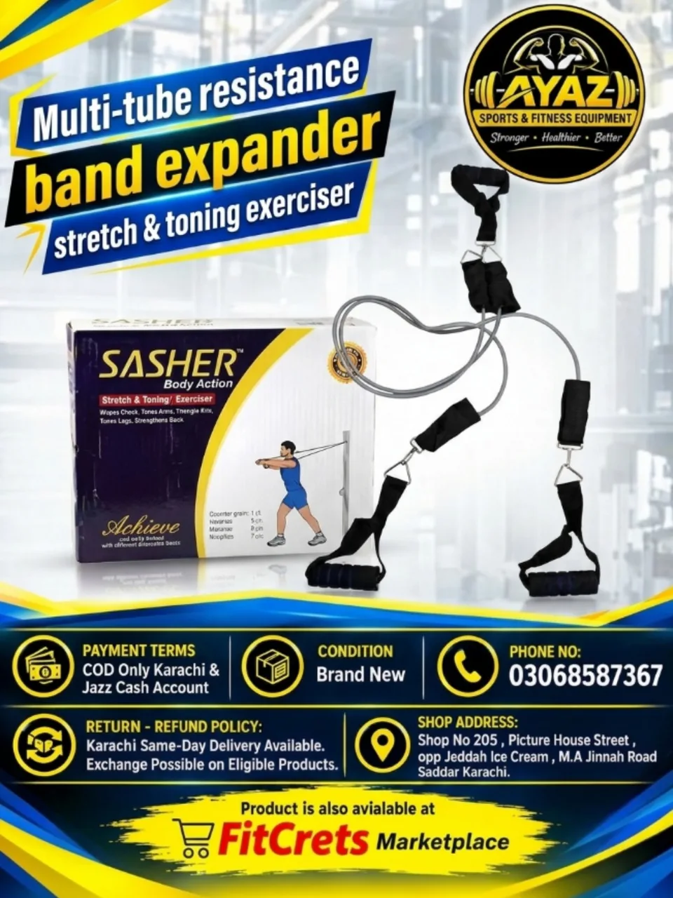 Multi-Tube Resistance Band Chest Expander Toning Exerciser — photo 1