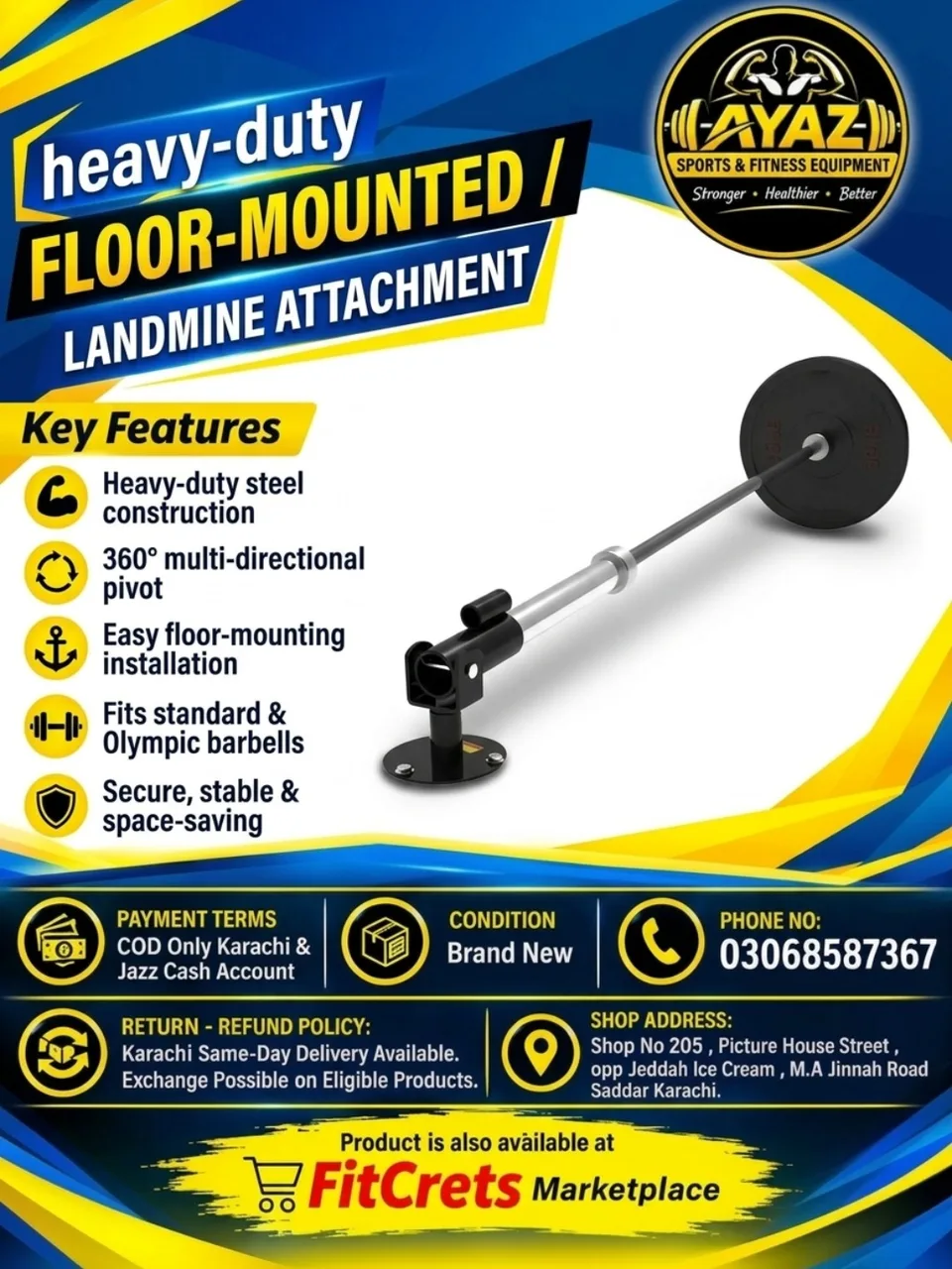 Heavy-Duty Floor-Mounted / Landmine Attachment — photo 1