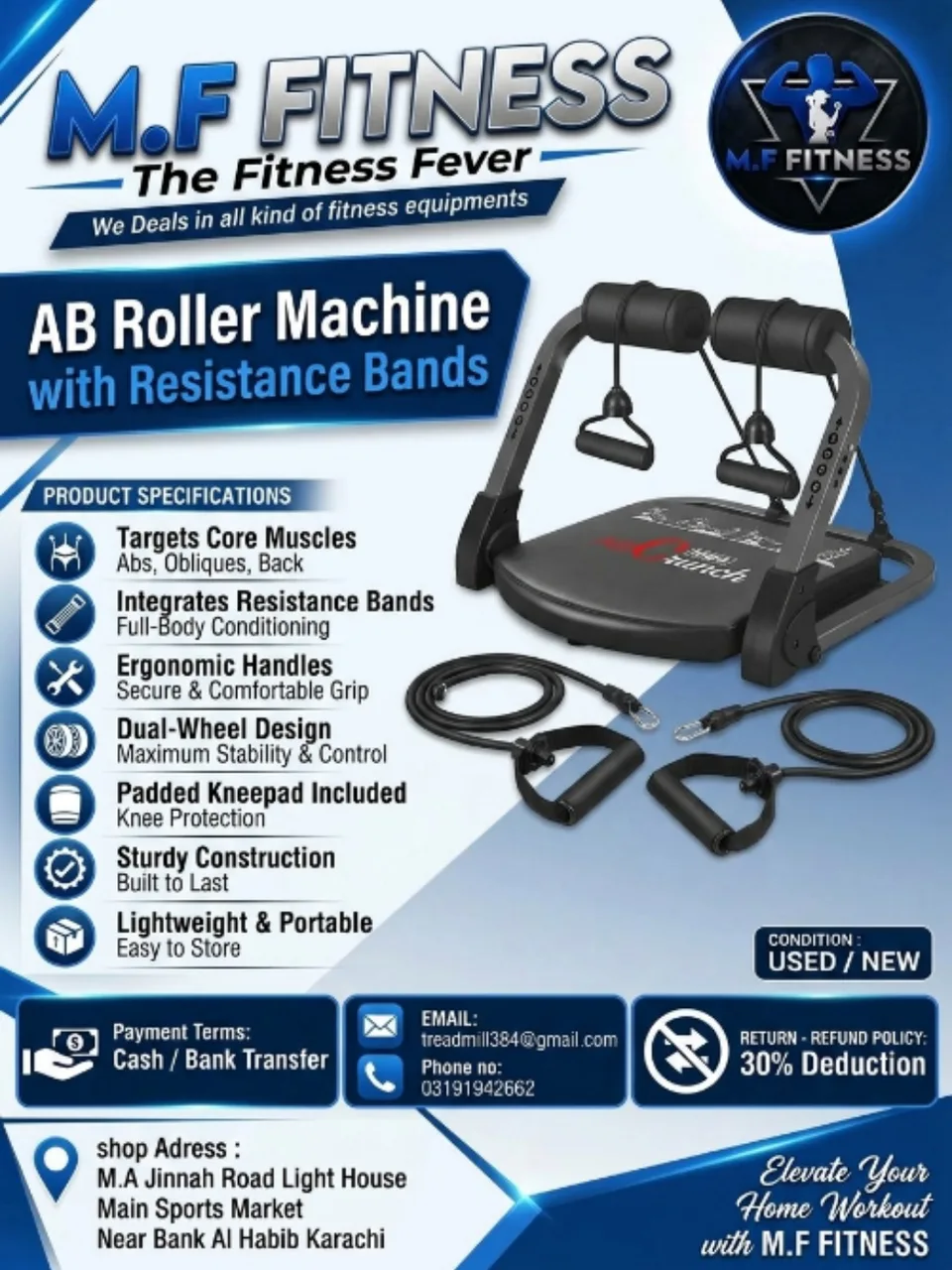 AB Roller Machine with Resistance Bands