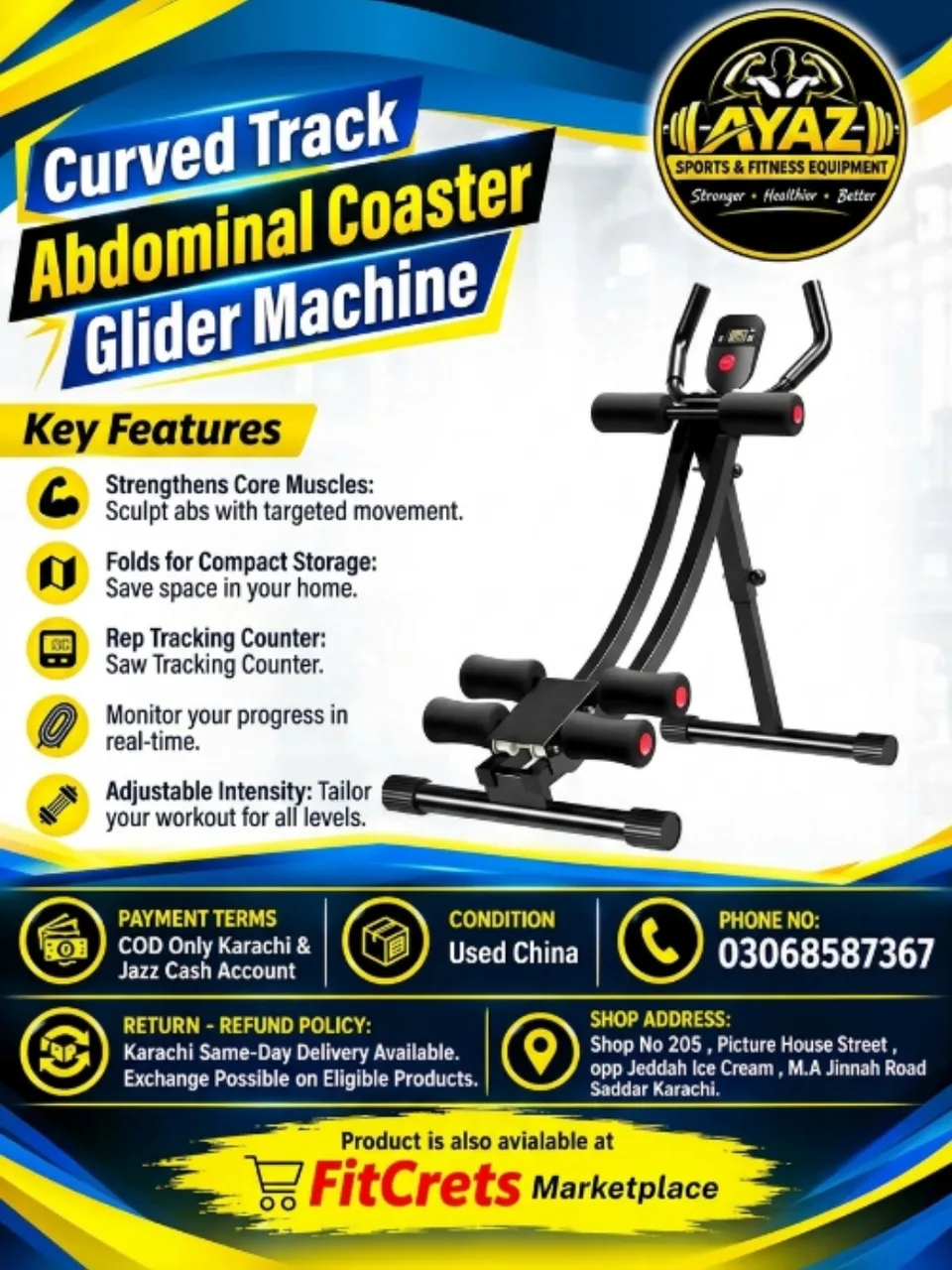 Curved Track Abdominal Coaster Glider Machine - USED CHINA