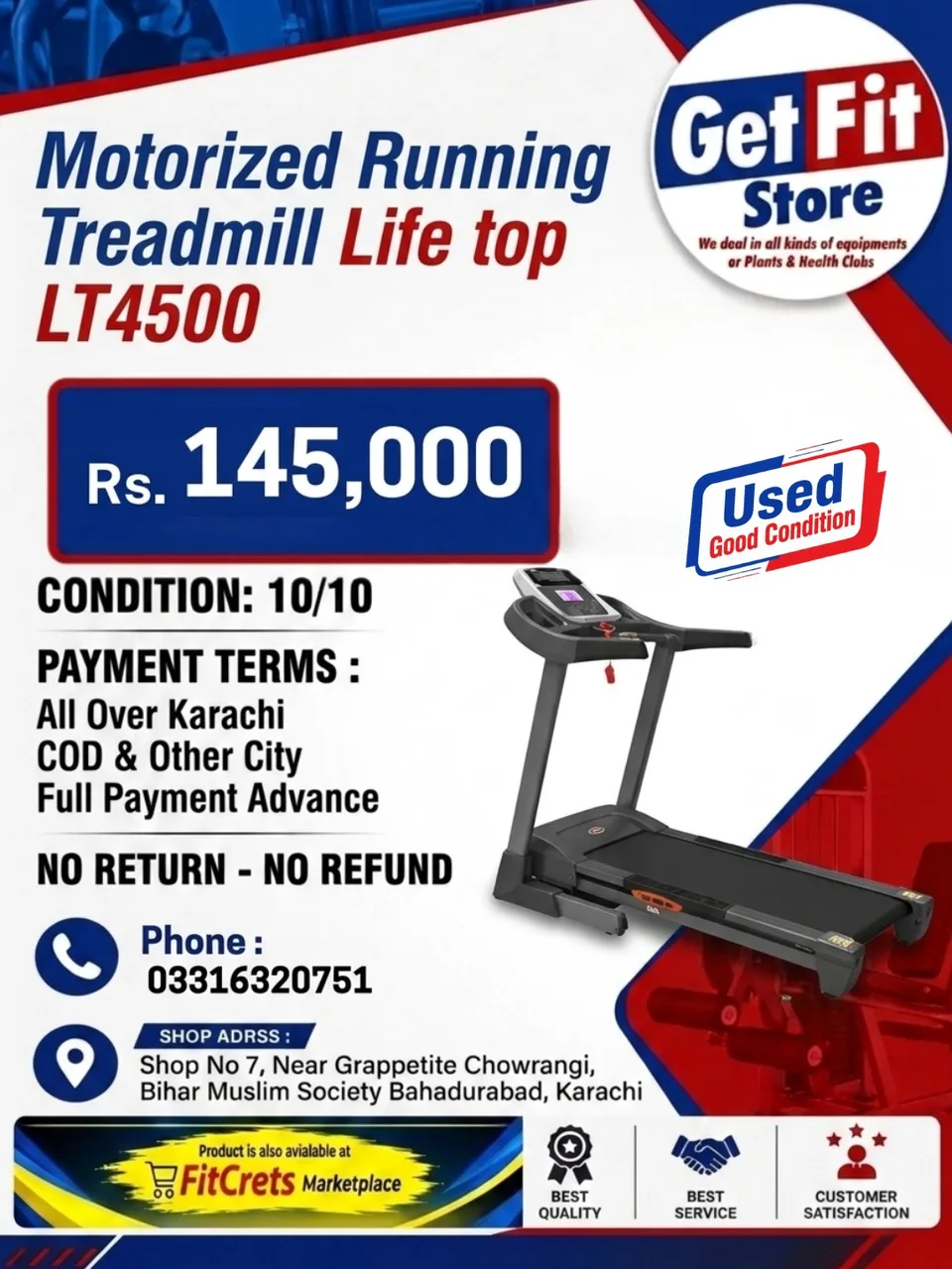 Motorized Running Treadmill Life top LT4500