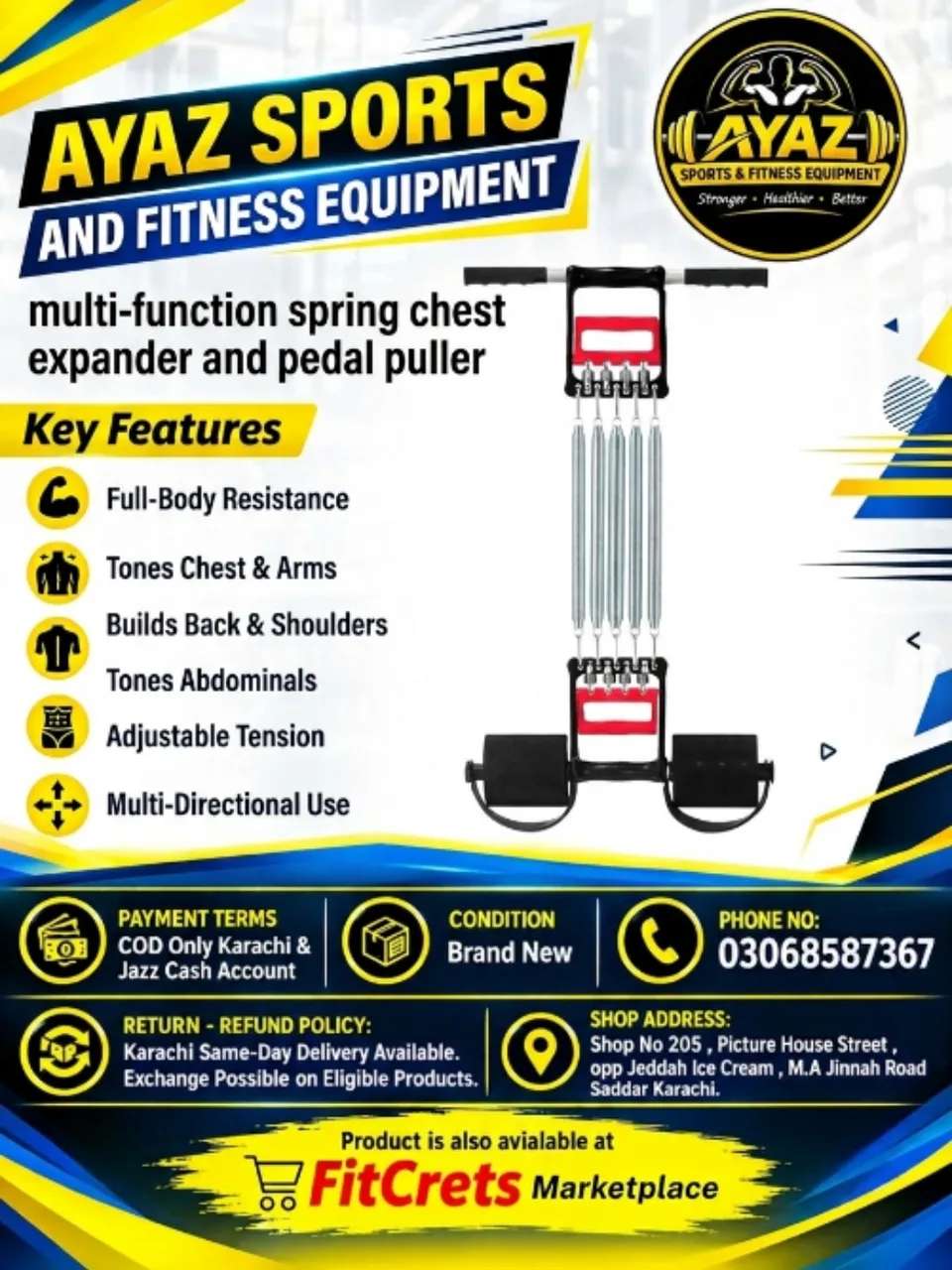 Multi-Function Spring Chest Expander and Pedal Puller — photo 1