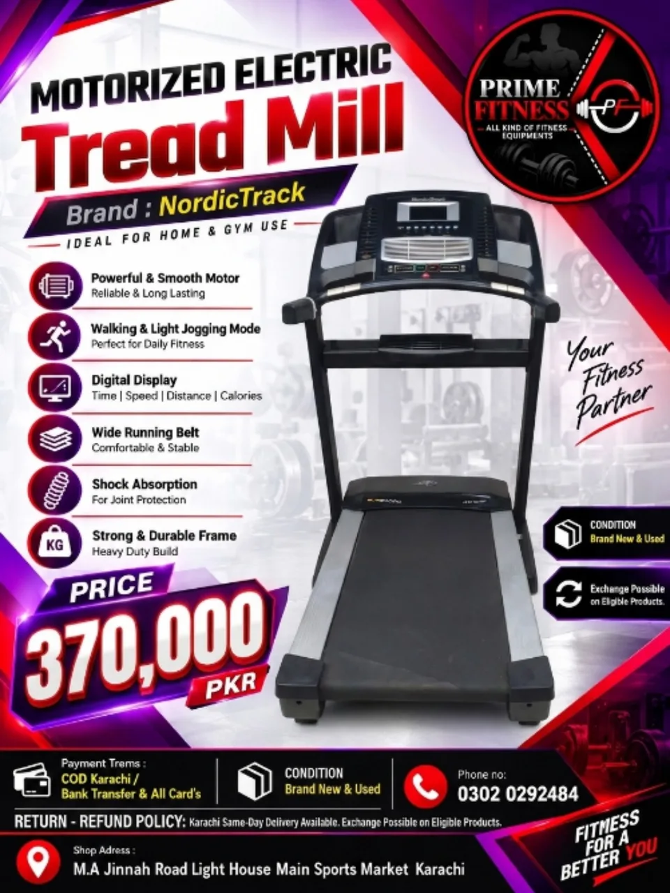 Nordic Track Motorized Electric Treadmill