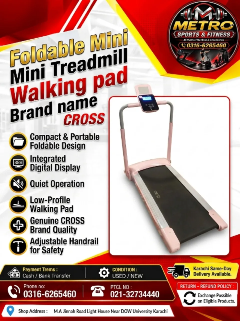 Foldable Mini Treadmill Walking Pad (Brand name: CROSS)