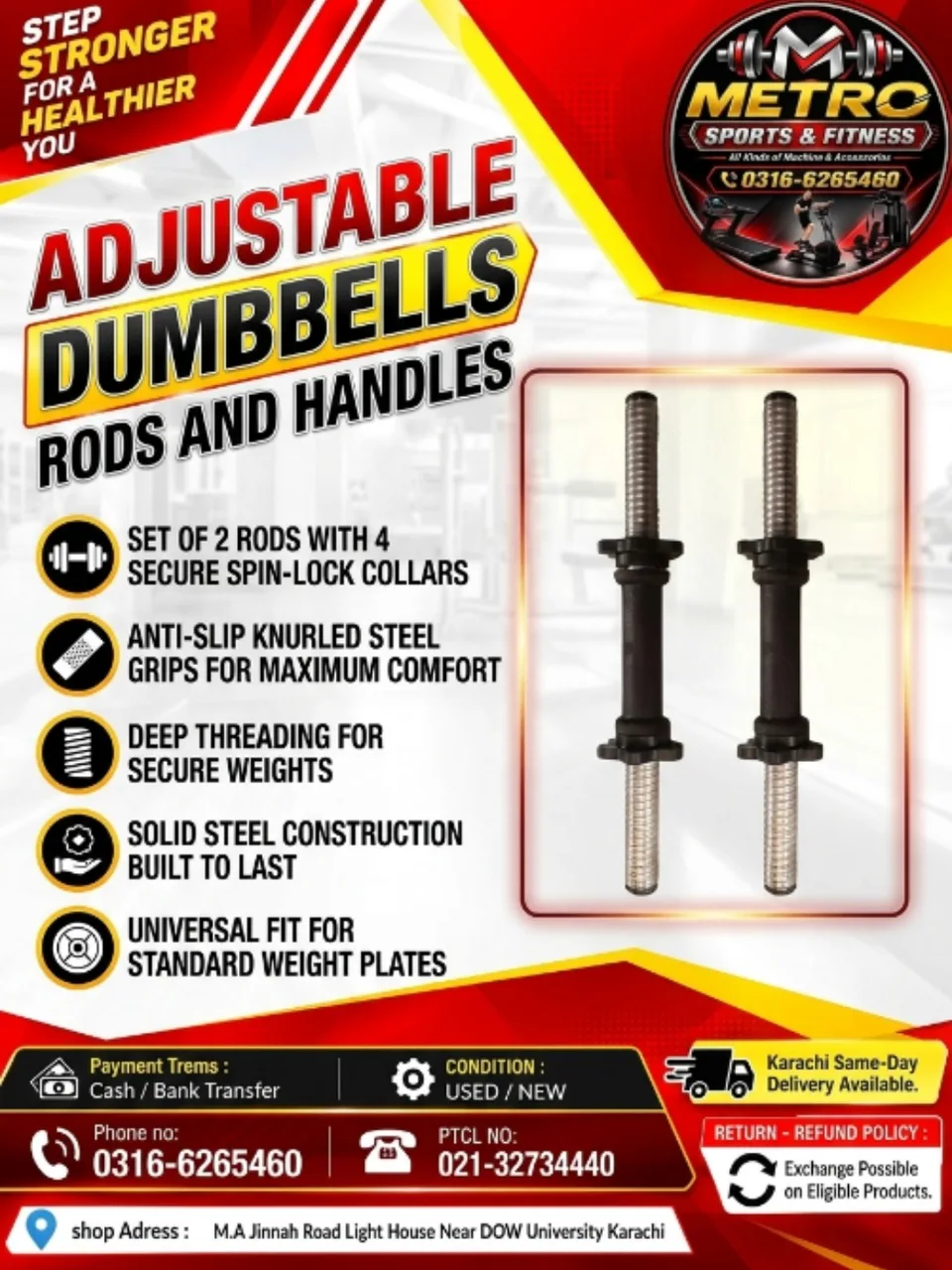 Adjustable Dumbbells Rods and Handles