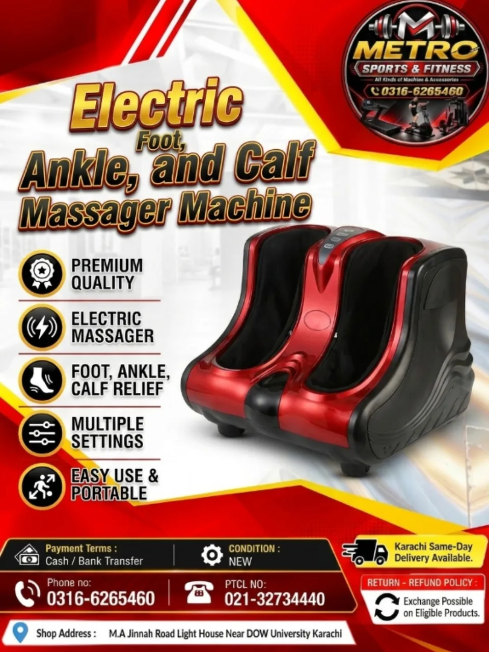 Electric Foot, Ankle, and Calf Massager Machine