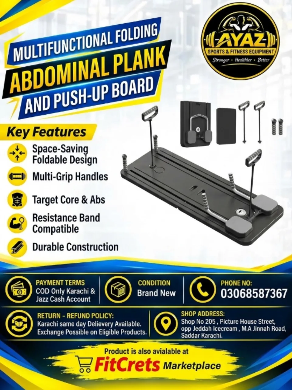 Multifunctional Folding Abdominal Plank and Push-Up Board.