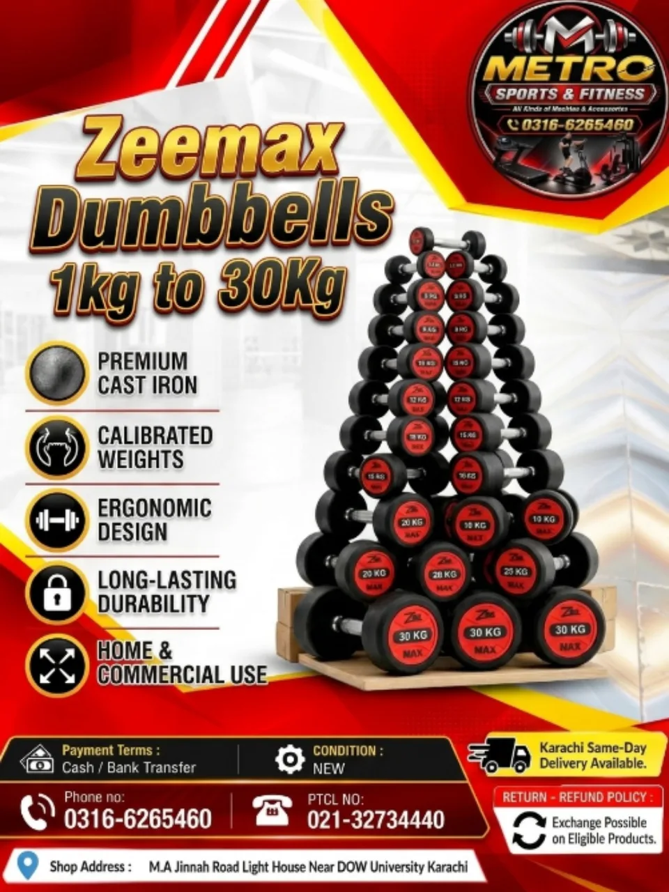Zeemax Dumbbells 1kg to 30Kg 
