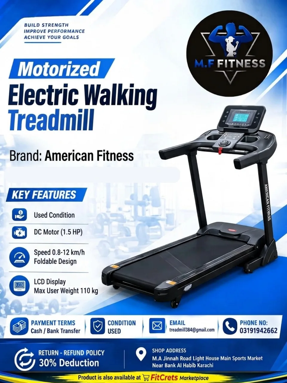Motorized Electric Walking Treadmill - American Fitness 