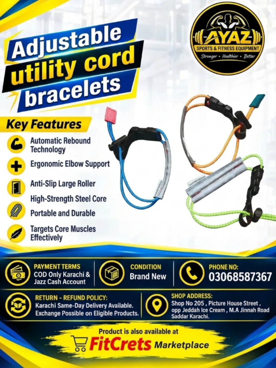 Heavy-Duty Gym Cable Attachment Utility Cord Wrist Straps (Pair)  — photo 1