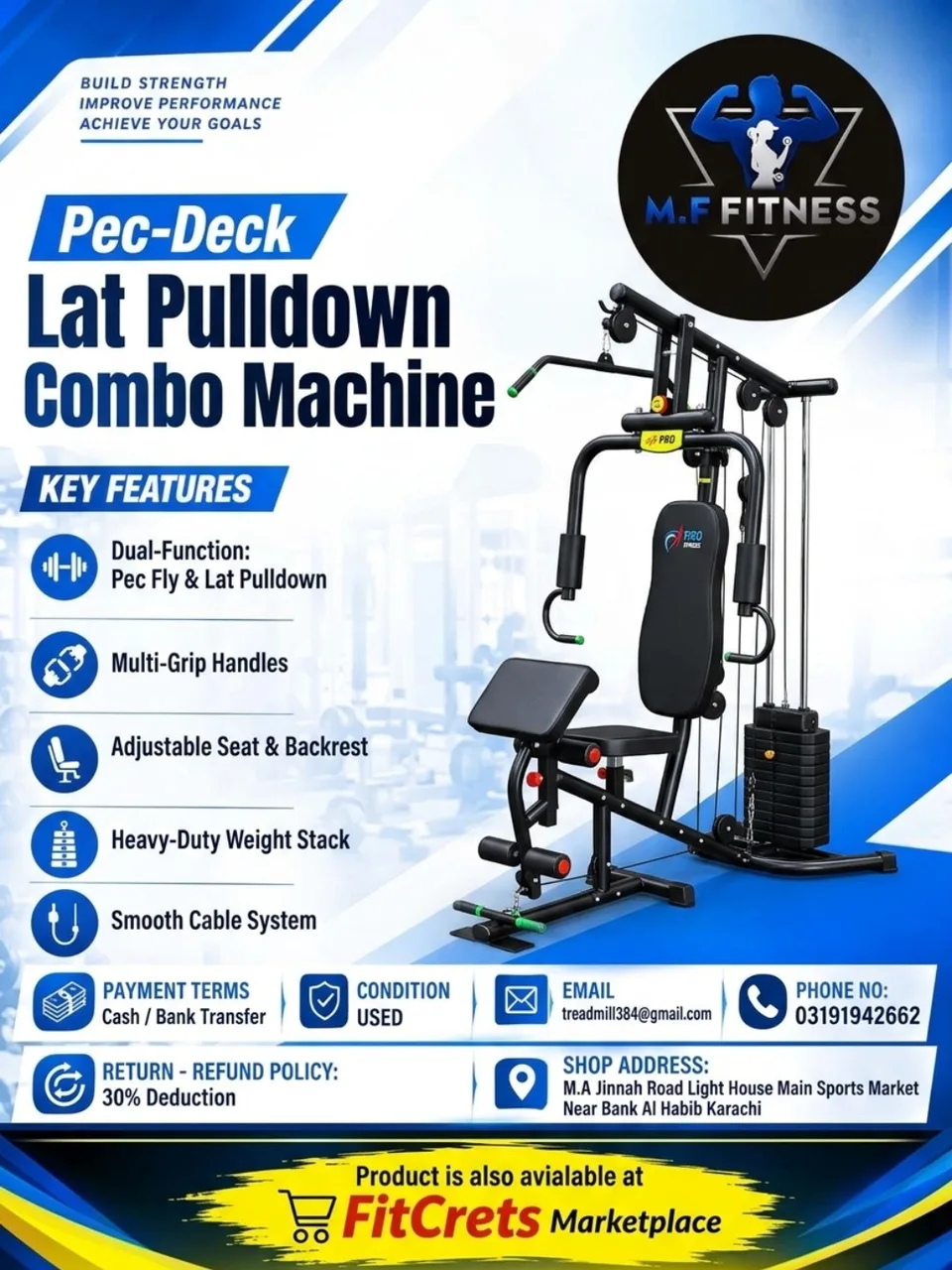Pec-Deck Lat Pulldown Combo Machine