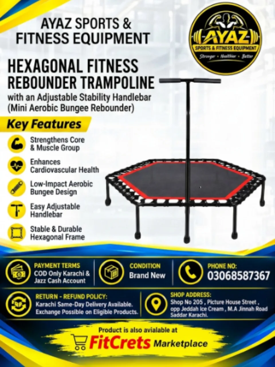 Hexagonal Fitness Rebounder Trampoline