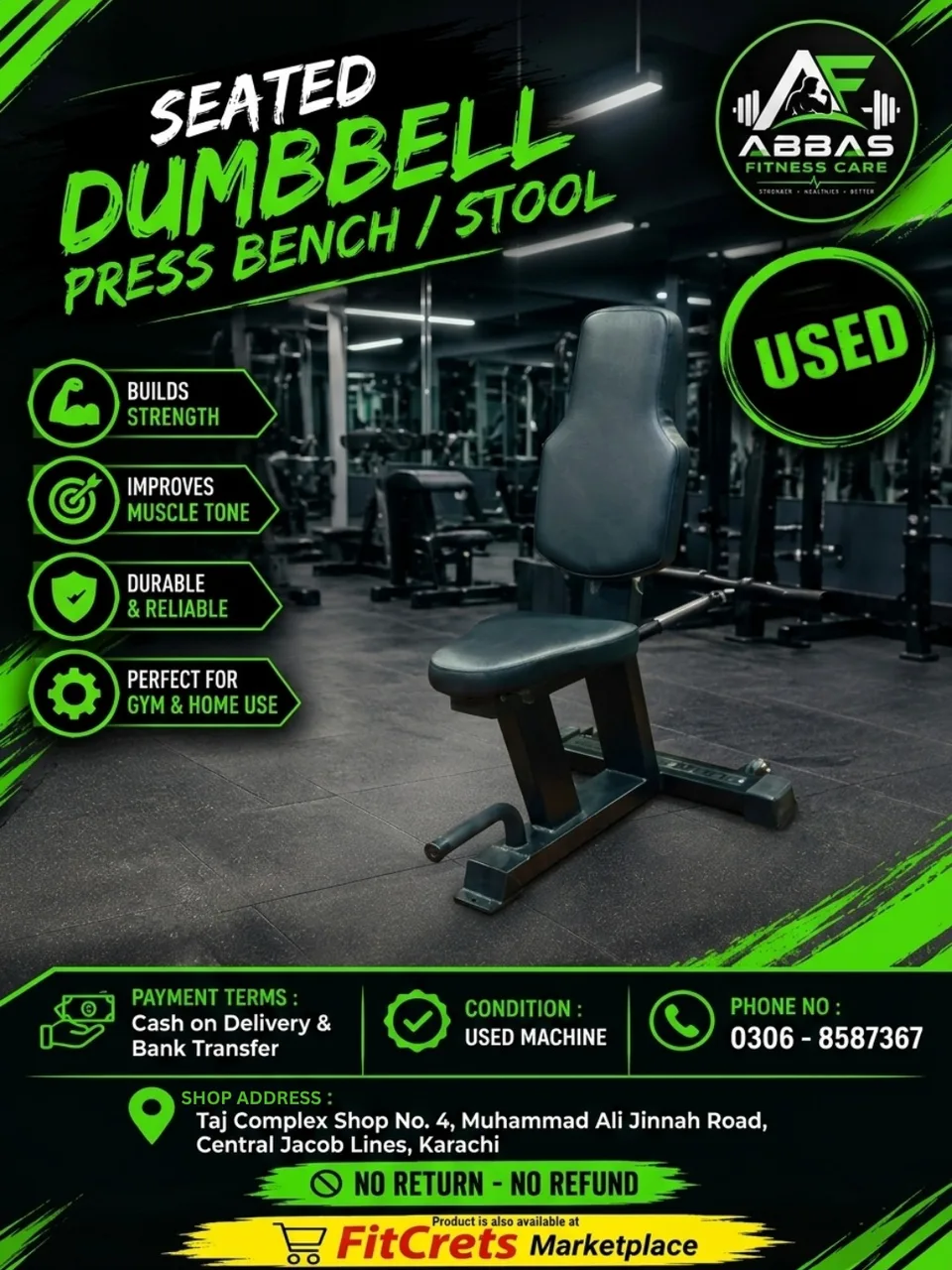Seated Dumbbell Press Bench / Stool